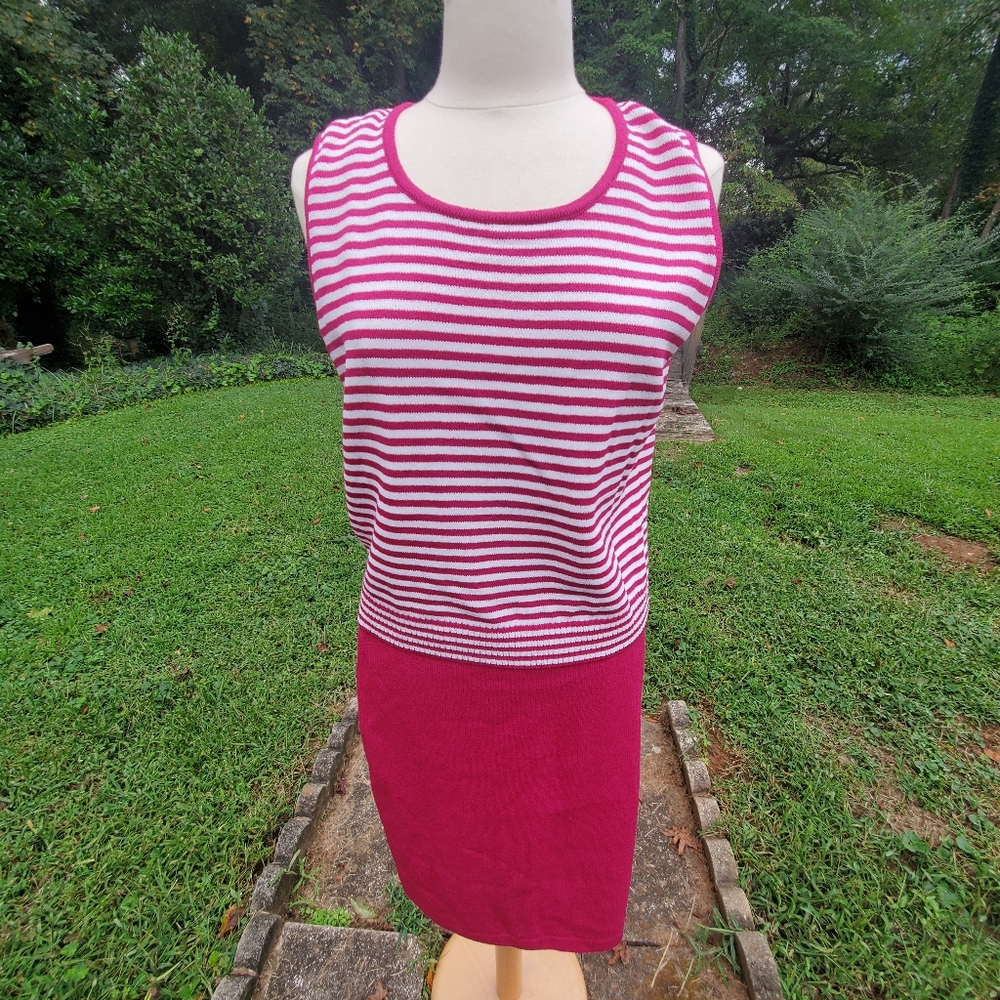 St. John Collection Fuschia Sweater Skirt Set